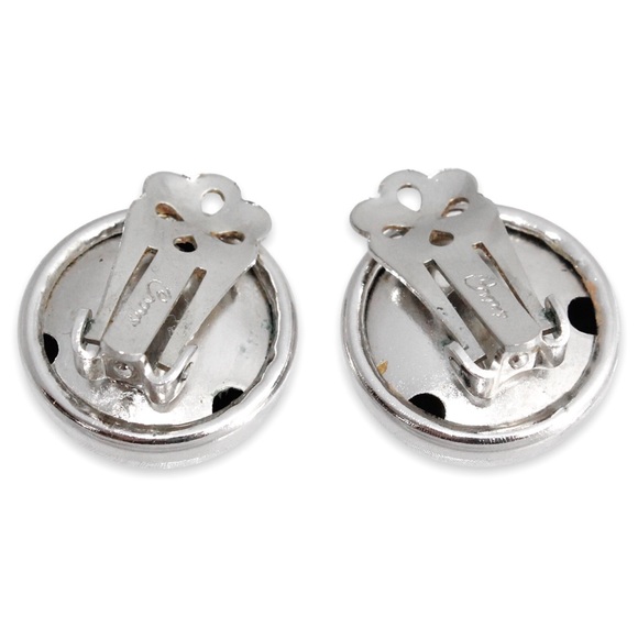 Vintage Coro Domed Clip On Earrings Brushed Silver Tone Round Ball Button Style - Picture 4 of 4